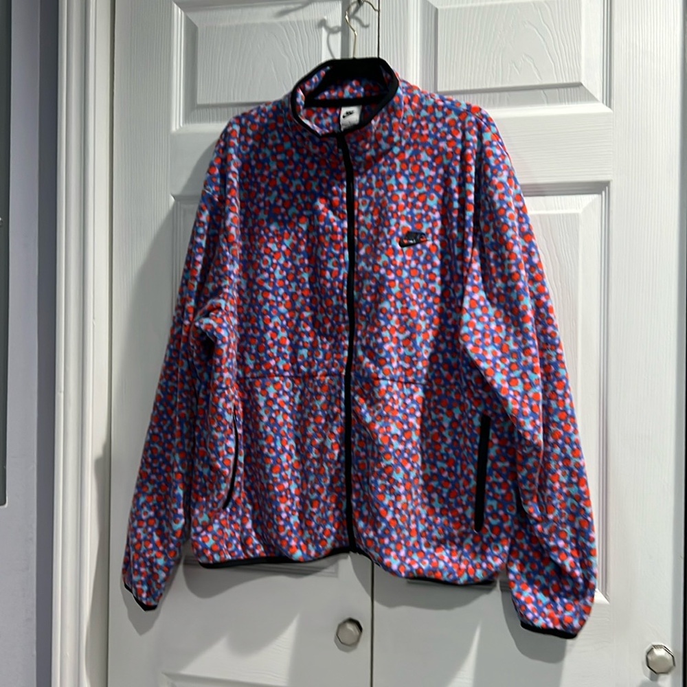 Men’s Nike Red and Blue Polka Dot Fabric fleece jacket size Large